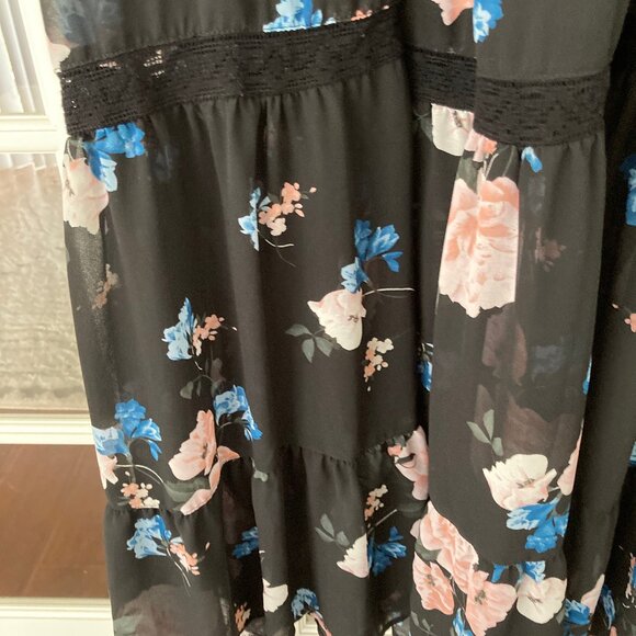 Torrid Black Pink Floral Slip Strap Ruffled Hem Maxi Dress  3 - Picture 12 of 16
